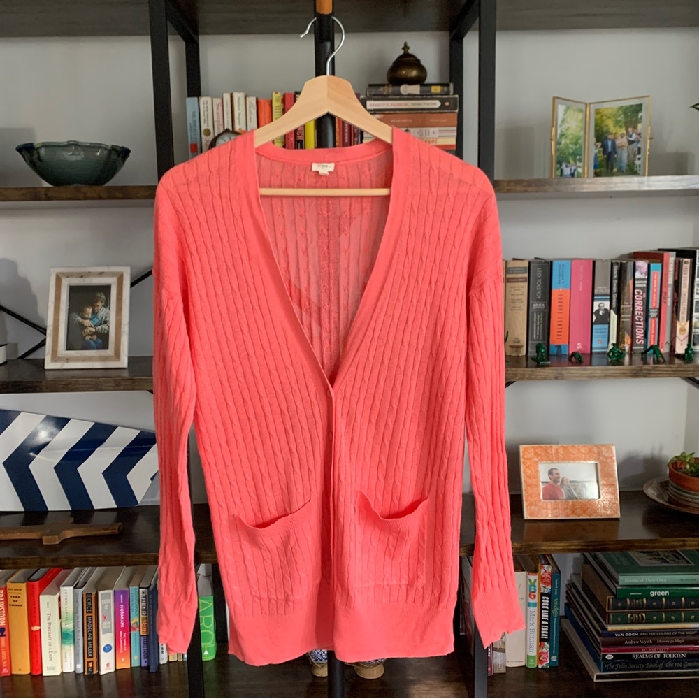 J. Crew • salmon cable knit cardigan